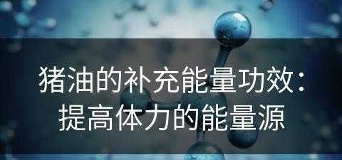 猪油的补充能量功效：提高体力的能量源